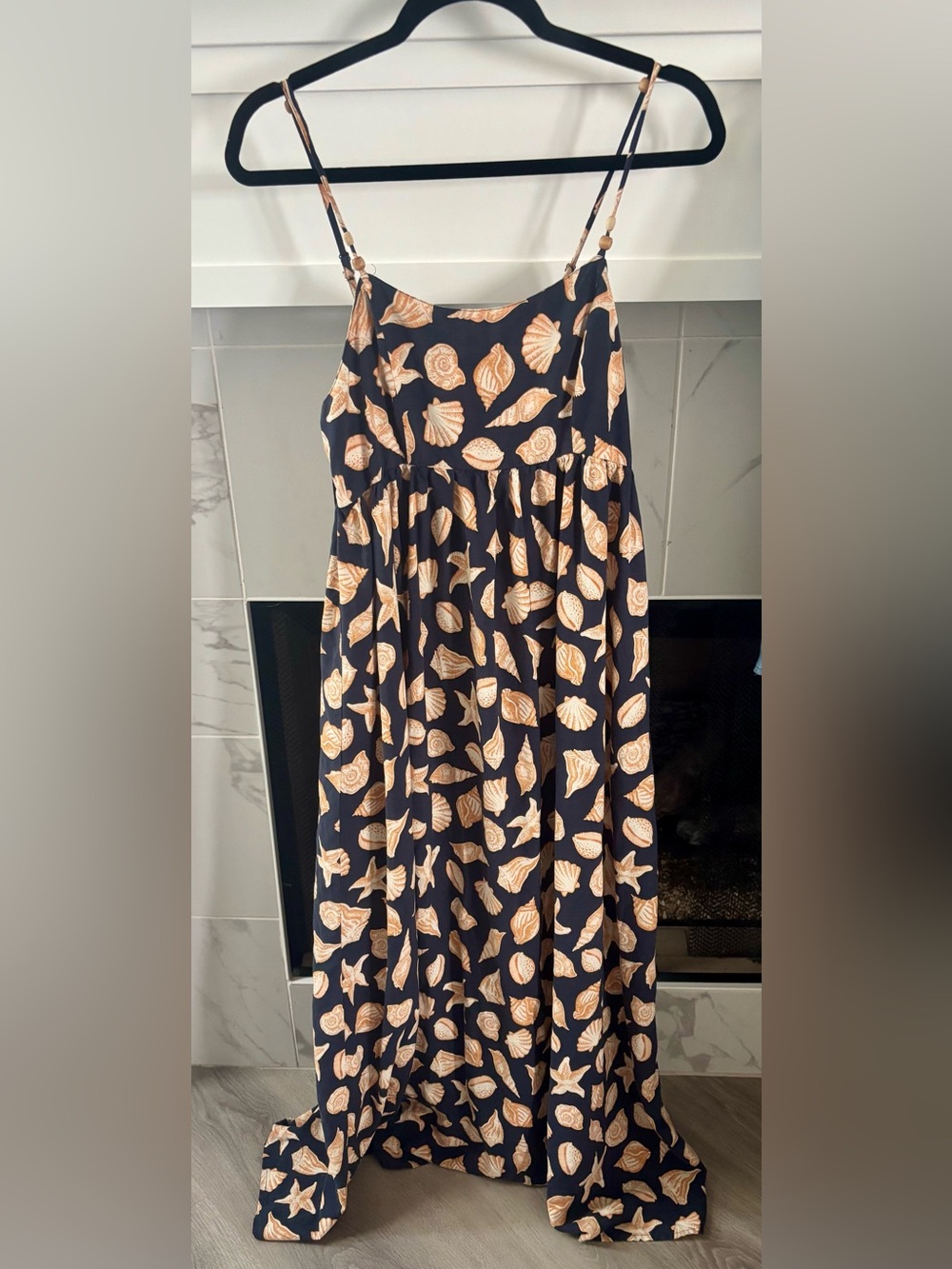 Goa Beachwear by Japna navy maxi dress with sea shell print women medium